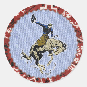 Adesivo Redondo Western Round Buckin Cowboy Sticker