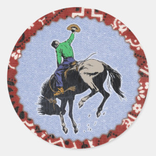 Adesivo Redondo Western Round Up Wild West Cowboy Sticker