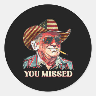 Adesivo Redondo Western Trump Cowboy Você Perdeu A Bandeira Americ