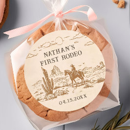 Adesivo Redondo Western Vintage Rodeo Birthday Sticker