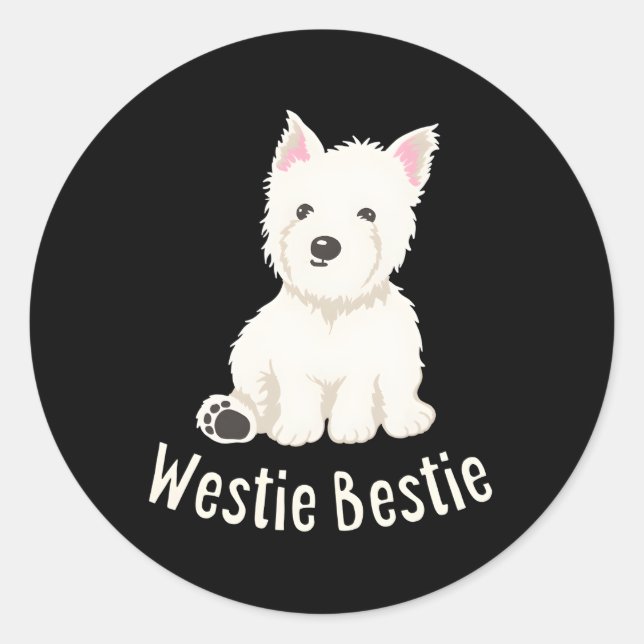 Adesivo Redondo Westie Bestie West Highland White Terrier (Frente)