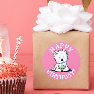 Adesivo Redondo Westie BIRTHDAY KiniArt Stickers