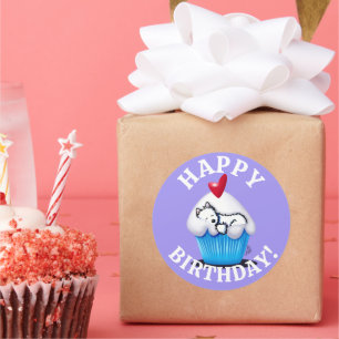 Adesivo Redondo Westie BIRTHDAY KiniArt Stickers