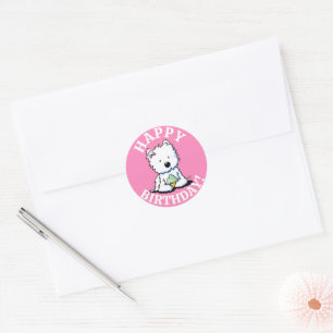 Adesivo Redondo Westie BIRTHDAY KiniArt Stickers