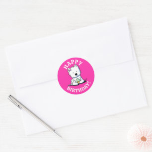 Adesivo Redondo Westie BIRTHDAY KiniArt Stickers