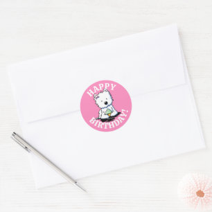 Adesivo Redondo Westie BIRTHDAY KiniArt Stickers