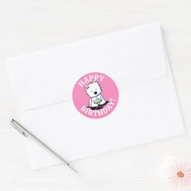 Adesivo Redondo Westie BIRTHDAY KiniArt Stickers (Envelope)
