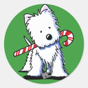 Adesivo Redondo Westie Candycane Cutie KiniArt Stickers