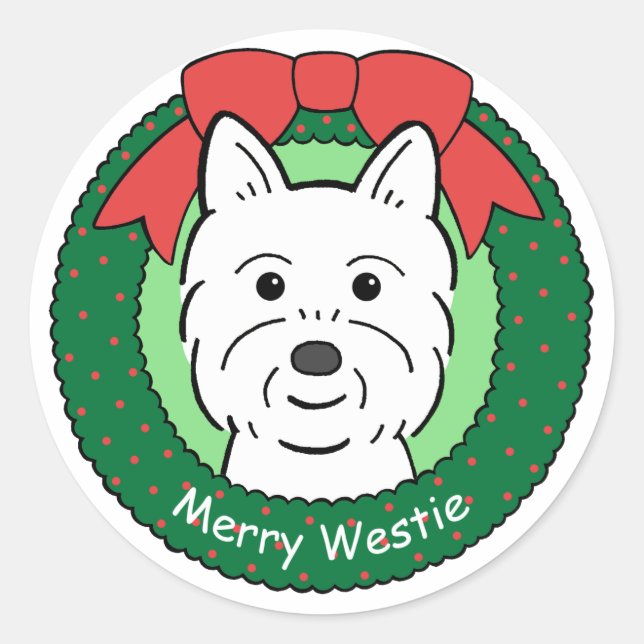 Adesivo Redondo Westie Christmas (Frente)