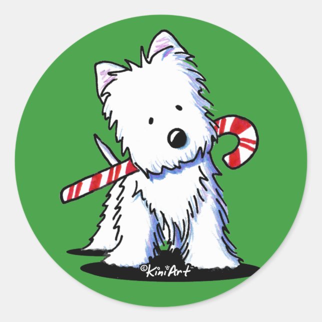 Adesivo Redondo Westie Cutie Stickers (Frente)