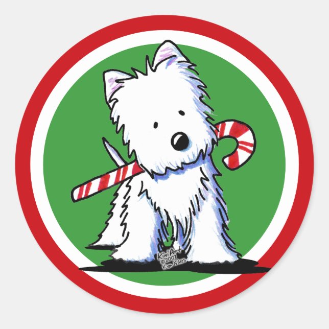 Adesivo Redondo Westie Cutie Stickers (Frente)