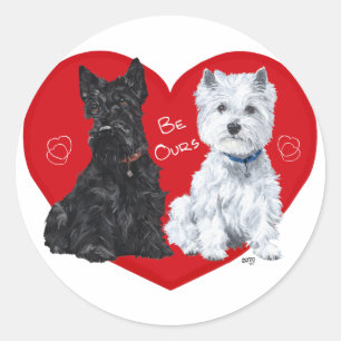 Adesivo Redondo Westie e Scottie Valentine