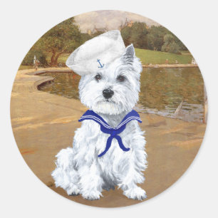 Adesivo Redondo Westie e Velas