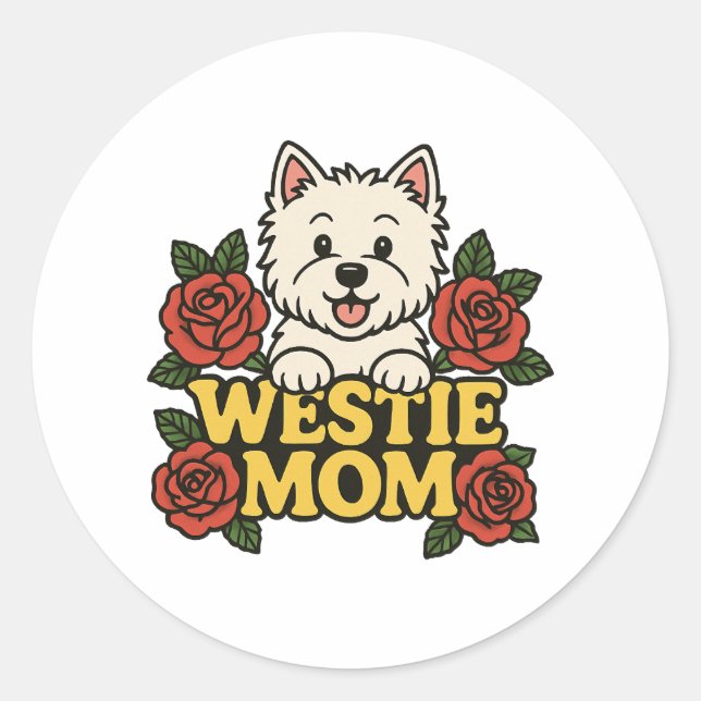 Adesivo Redondo Westie Mom (Frente)