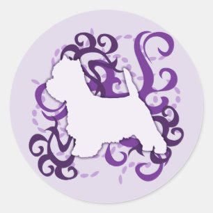 Adesivo Redondo Westie Roxo
