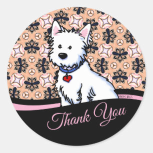 Adesivo Redondo Westie Terrier Obrigado