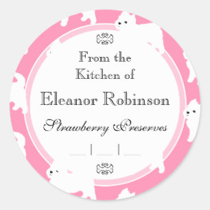 Adesivo Redondo Westies West Highland Terrier Patterno Rosa