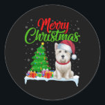 Adesivo Redondo Westin Dog Christmas Tree Luzes Engraçadas Xmas We<br><div class="desc">Westin Dog Christmas Tree Luzes Engraçadas Xmas Westie Dog Lover</div>