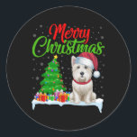 Adesivo Redondo Westin Dog Christmas Tree Luzes Engraçadas Xmas We<br><div class="desc">Westin Dog Christmas Tree Luzes Engraçadas Xmas Westie Dog Lover</div>