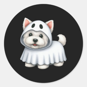 Adesivo Redondo Westin Dog Halloween Figurume Fantasma Oeste Terri