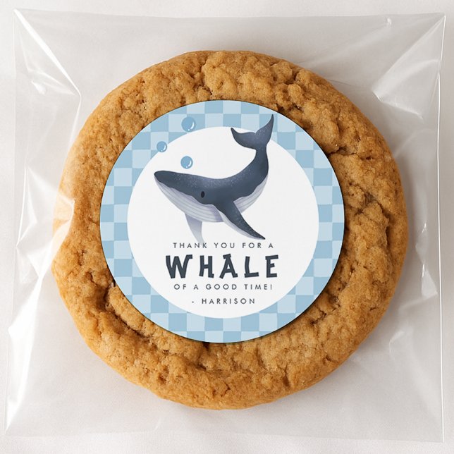 Adesivo Redondo Whale Under The Sea Ocean Thank You Favor (Criador carregado)
