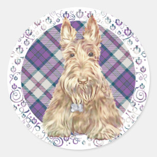 Adesivo Redondo Wheaten Scottie Tartan