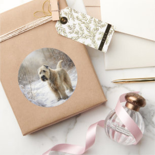 Adesivo Redondo Wheaten Terrier Deixe-o nevar no Natal