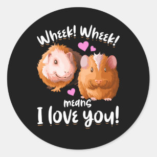 Adesivo Redondo Wheel I Love You Guiné Pig