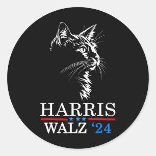 Adesivo Redondo Wheimer 2024 Engraçado Gato Eleição Kamala Harris 