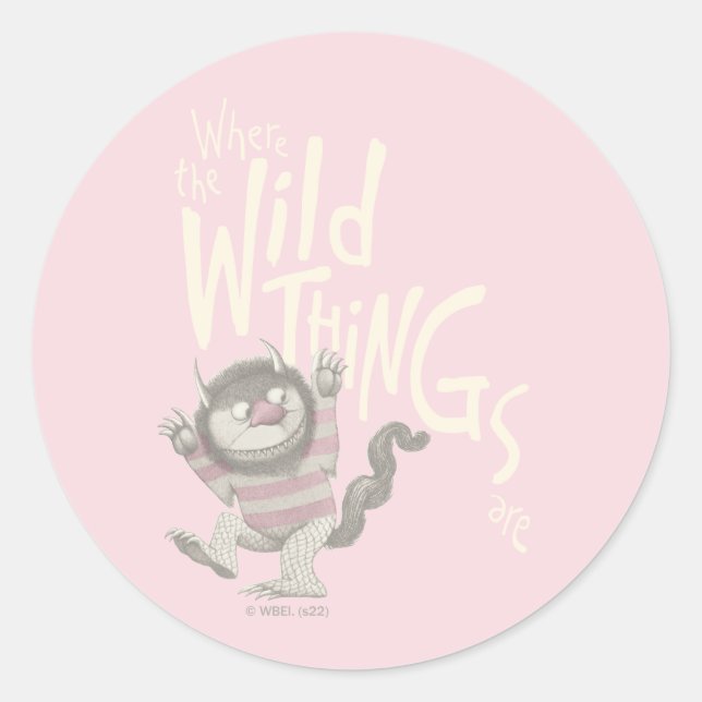 Adesivo Redondo Where the Wild Things Are Quote - Pink (Frente)
