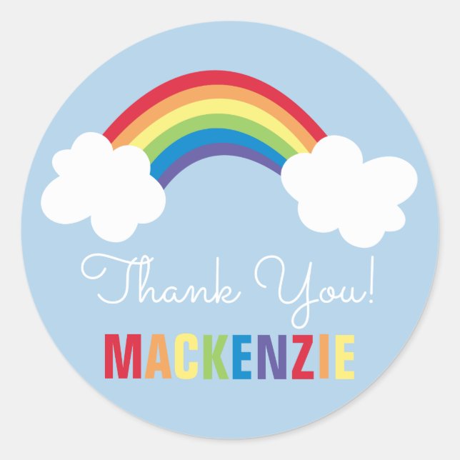 Adesivo Redondo Whimis Rainbow Happy Birth Party Sticker (Frente)