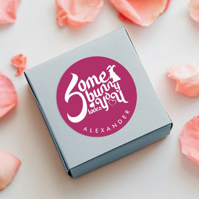 Adesivo Redondo Whimny Love Red White Bunny Typo (Criador carregado)