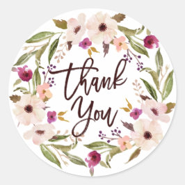 Adesivo Redondo Whimsian Bohemian Floral Wreath Obrigado