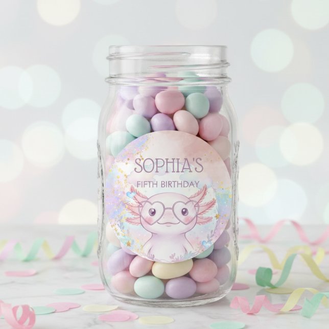 Adesivo Redondo Whimsical axolotl kids birthday (Criador carregado)