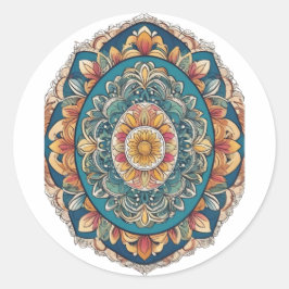 Adesivo Redondo Whimsical Bloom Mandala - Inspirado na Natureza
