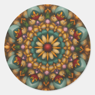 Adesivo Redondo Whimsical Bloom Mandala - Inspirado na Natureza