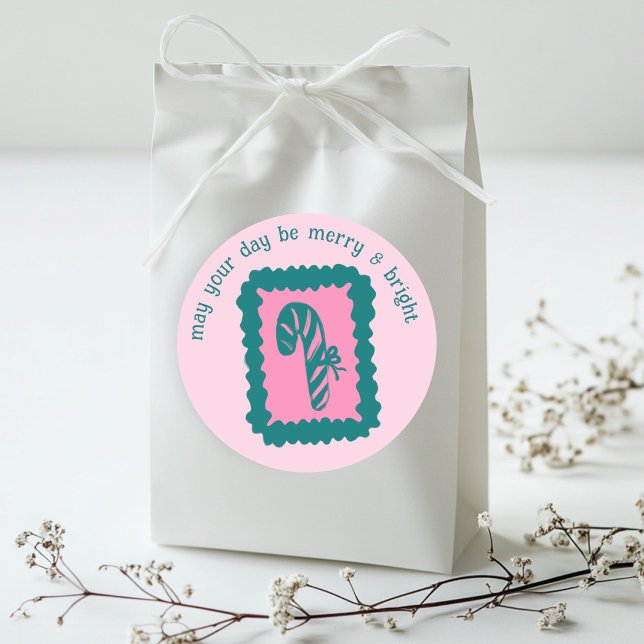 Adesivo Redondo Whimsical Christmas Stamp Cute Custom Merry Bright (Whimsical Christmas Stamp Cute Custom Merry Bright Classic Round Sticker
)