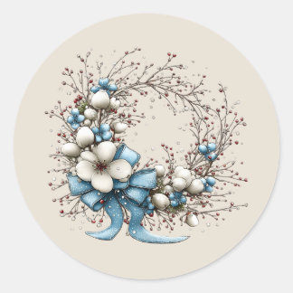 Adesivo Redondo Whimsical Christmas Wreath Stickers
