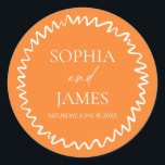 Adesivo Redondo Whimsical Citrus Orange Wavy Border Wedding<br><div class="desc">This is a Whimsical Citrus Orange Wavy Border Wedding Party Favor Stickers!</div>