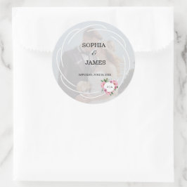 Adesivo Redondo Whimsical Citrus White & flower wedding