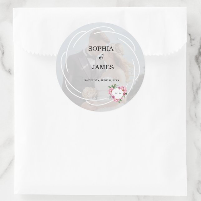 Adesivo Redondo Whimsical Citrus White & flower wedding (Bolsa)