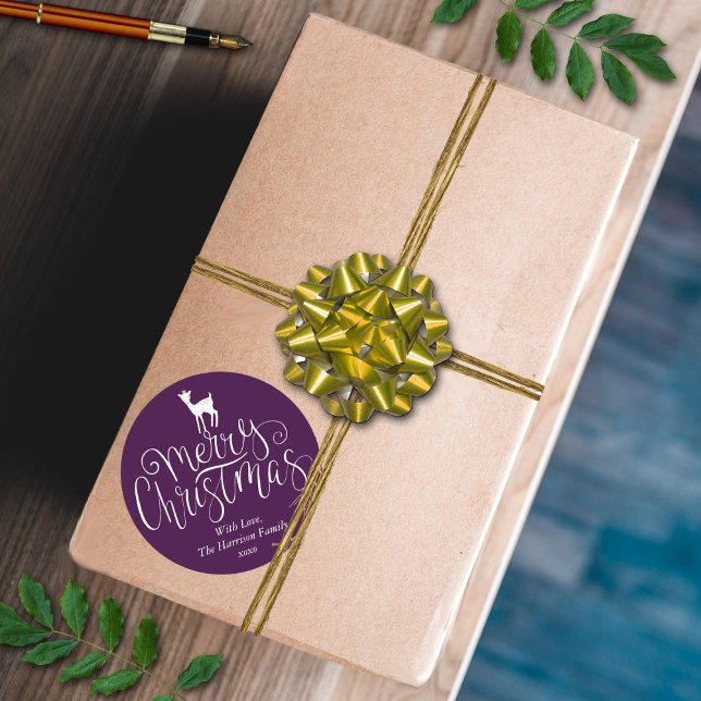 Adesivo Redondo Whimsical Deer Feliz Natal Escolha Sua Cor (Criador carregado)