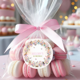 Adesivo Redondo Whimsical fairy garden 1st birthday 