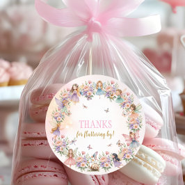 Adesivo Redondo Whimsical flower fairy garden birthday 