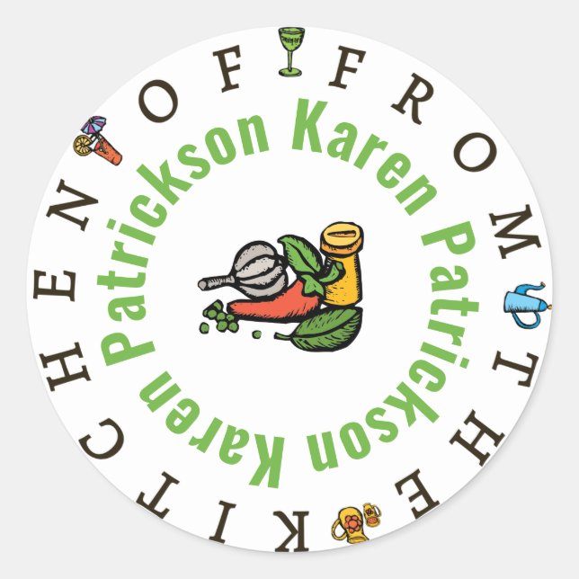 Adesivo Redondo Whimsical "From The Kitchen Of" Sticker Template (Frente)