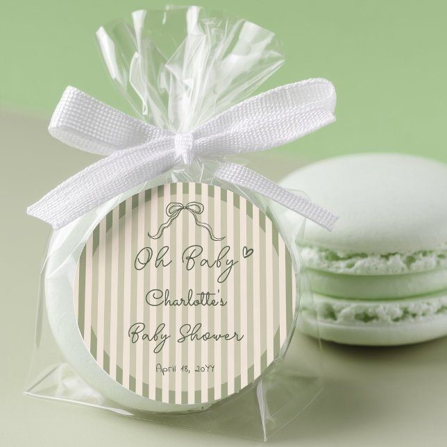 Adesivo Redondo Whimsical Gender Neutral Sage Green Baby (Criador carregado)