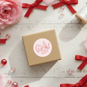 Adesivo Redondo Whimsical Heart Locket Doodle Sketch Modern CUSTOM