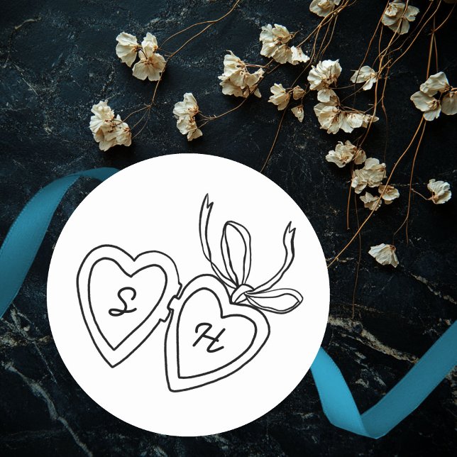 Adesivo Redondo Whimsical Heart Locket Doodle Sketch Modern CUSTOM (Whimsical Heart Locket Doodle Sketch Modern CUSTOM Classic Round Sticker
)