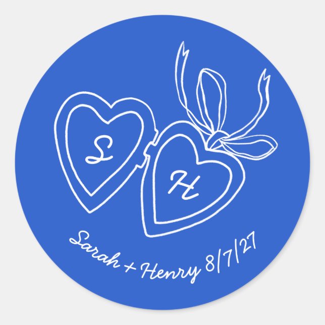 Adesivo Redondo Whimsical Heart Locket Doodle Sketch Modern CUSTOM (Frente)