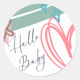 Adesivo Redondo Whimsical "Hello Baby" Round Sticker